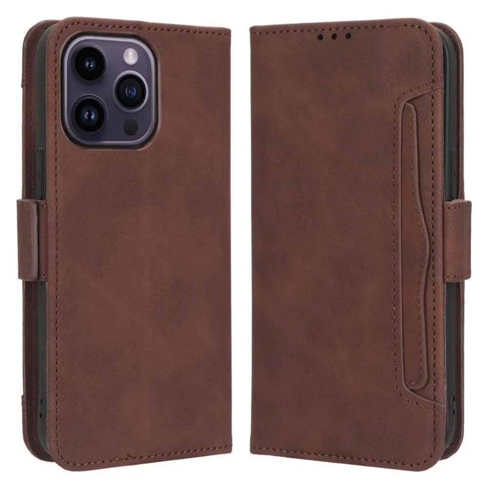 Cover-Discount iPhone 15 Pro Max - Etui mit vielen Kartenfächer braun
