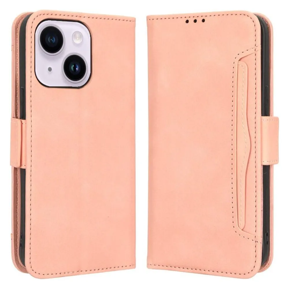 Cover-Discount iPhone 15 - Etui mit vielen Kartenfächer rosa