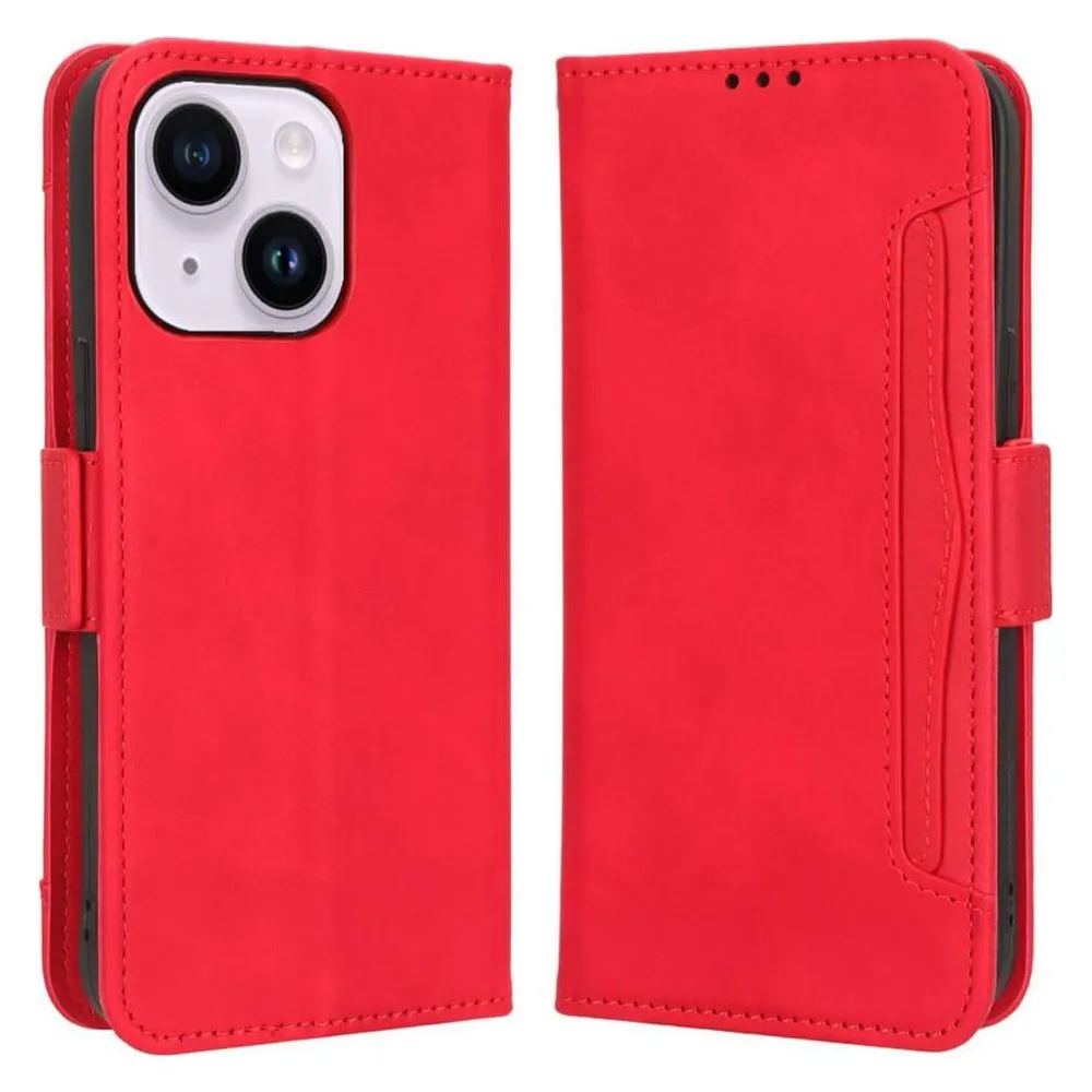 Cover-Discount iPhone 15 - Etui mit vielen Kartenfächer rot