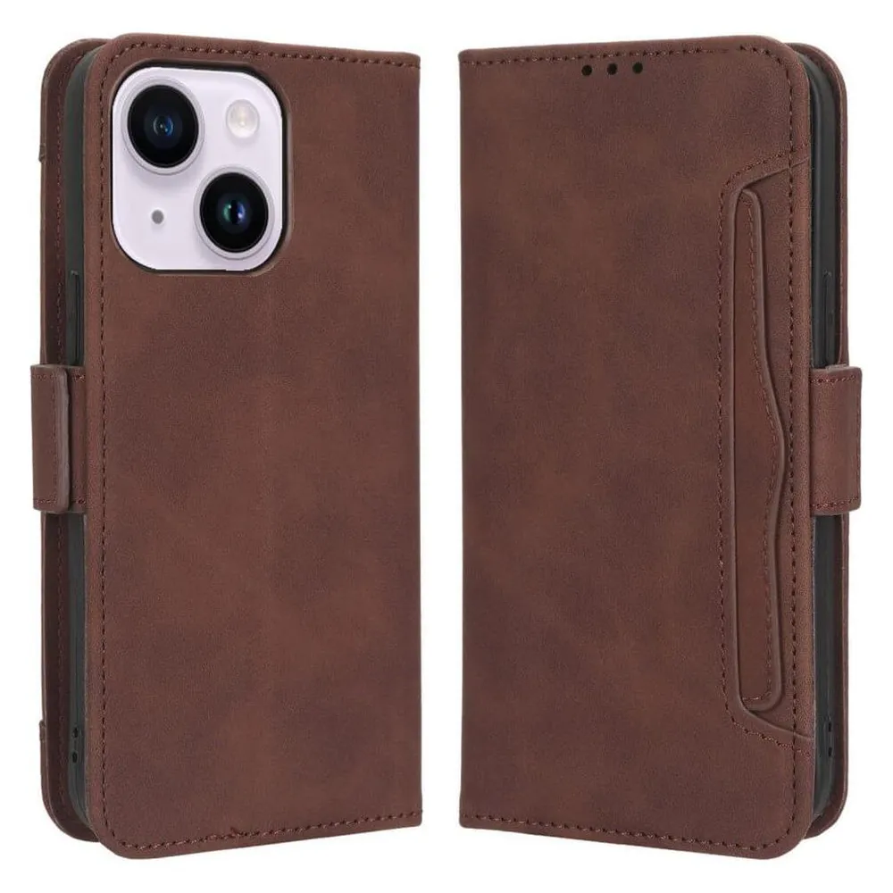 Cover-Discount iPhone 15 Plus - Etui mit vielen Kartenfächer braun