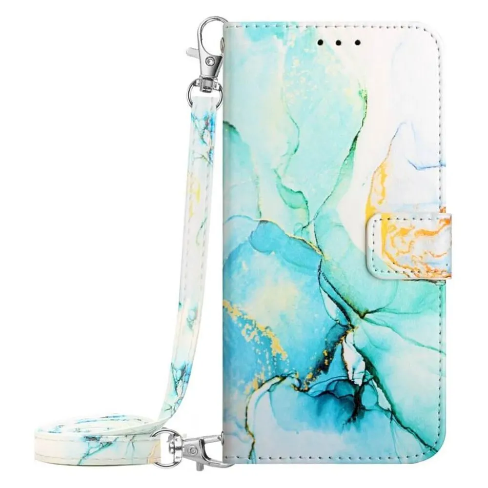 Cover-Discount Sony Xperia 5 V - Etui Hülle mit Umhängeband Marble cyan