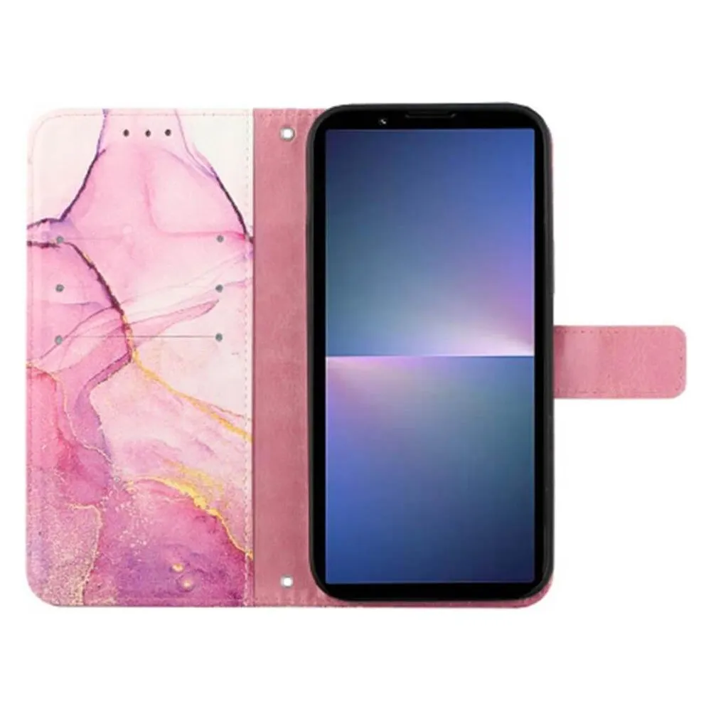 Cover-Discount Sony Xperia 5 V - Etui Hülle mit Umhängeband Marble pink