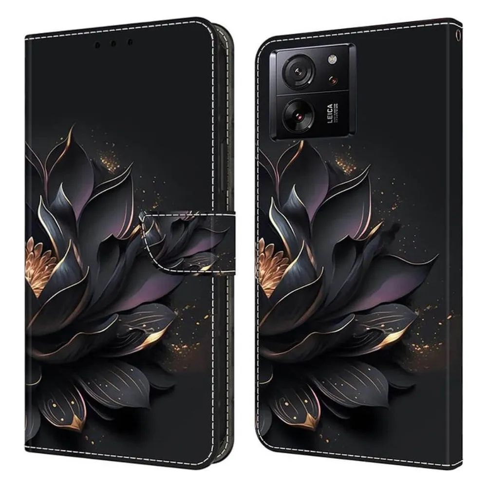 Cover-Discount Xiaomi 13T / 13T Pro - Leder Etui Hülle Black Lotus