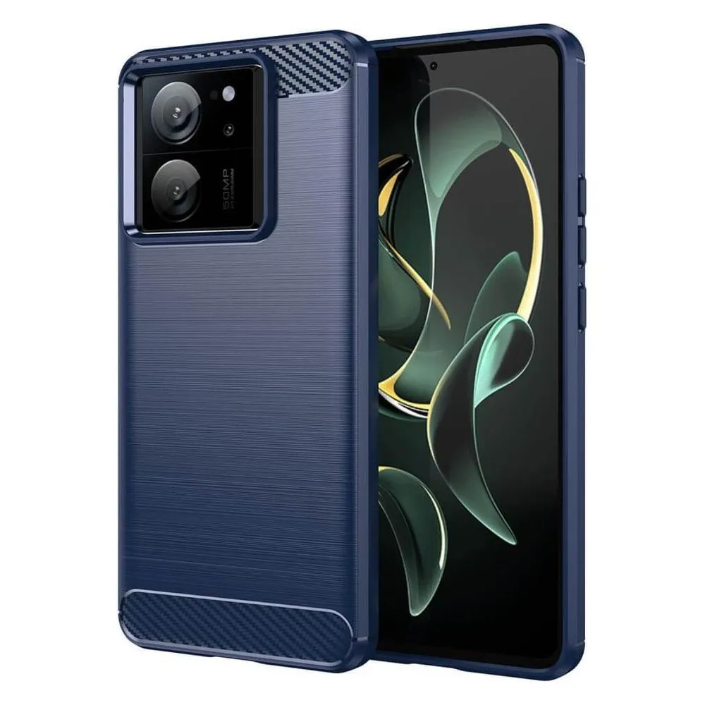 Cover-Discount Xiaomi 13T / 13T Pro - Metall Carbon Look Hülle blau