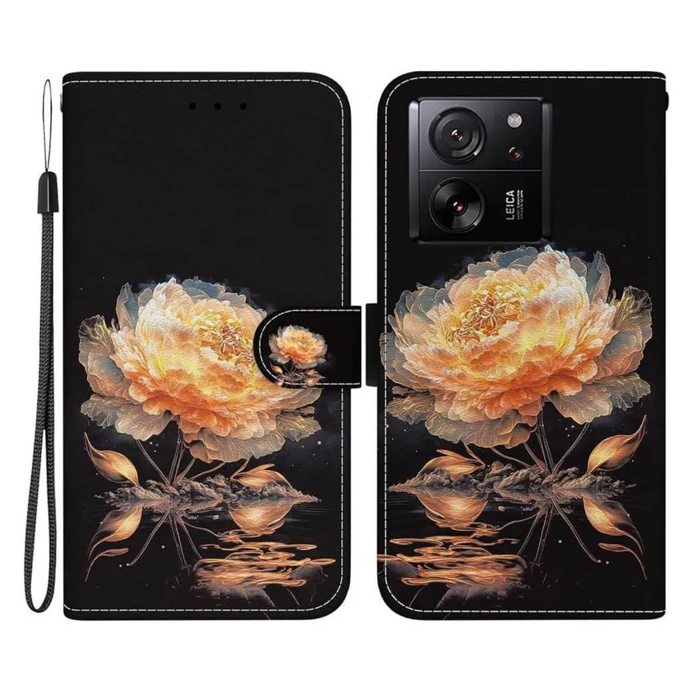 Cover-Discount Xiaomi 13T / 13T Pro - Leder Etui Hülle Pfingstrose