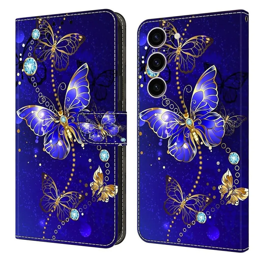 Cover-Discount 3D-Effekt Hülle Etui Butterfly blau (Samsung Galaxy S24)