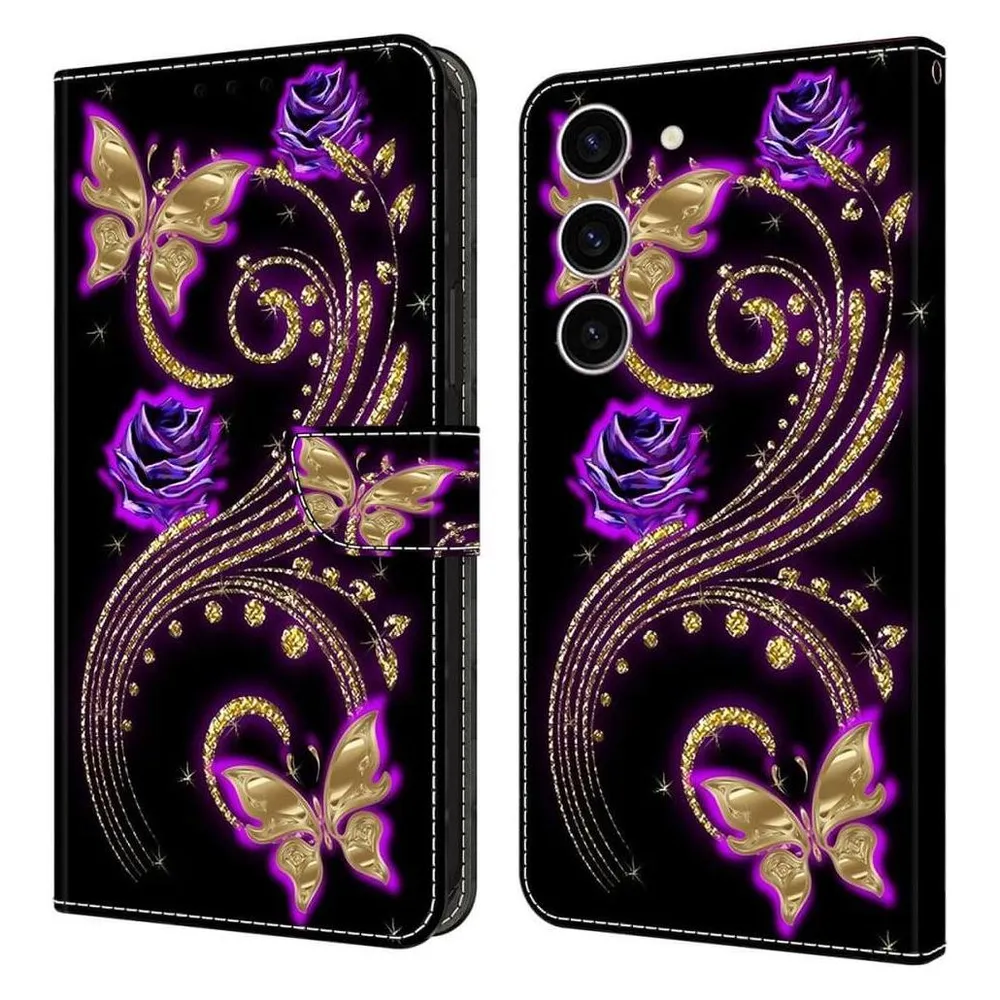 Cover-Discount 3D-Effekt Hülle Etui Butterfly gold (Samsung Galaxy S24)
