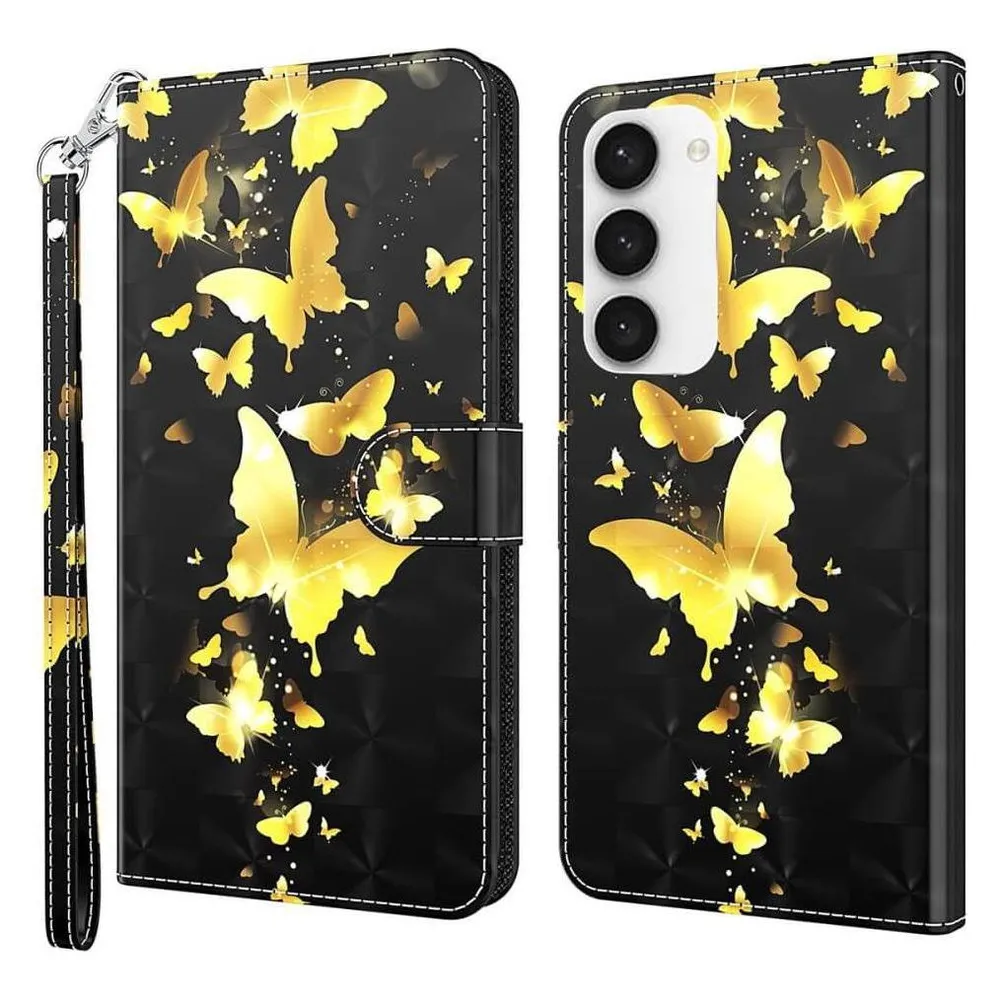 Cover-Discount Etui Glitzer Effekt Schmetterling gold (Samsung Galaxy S24)