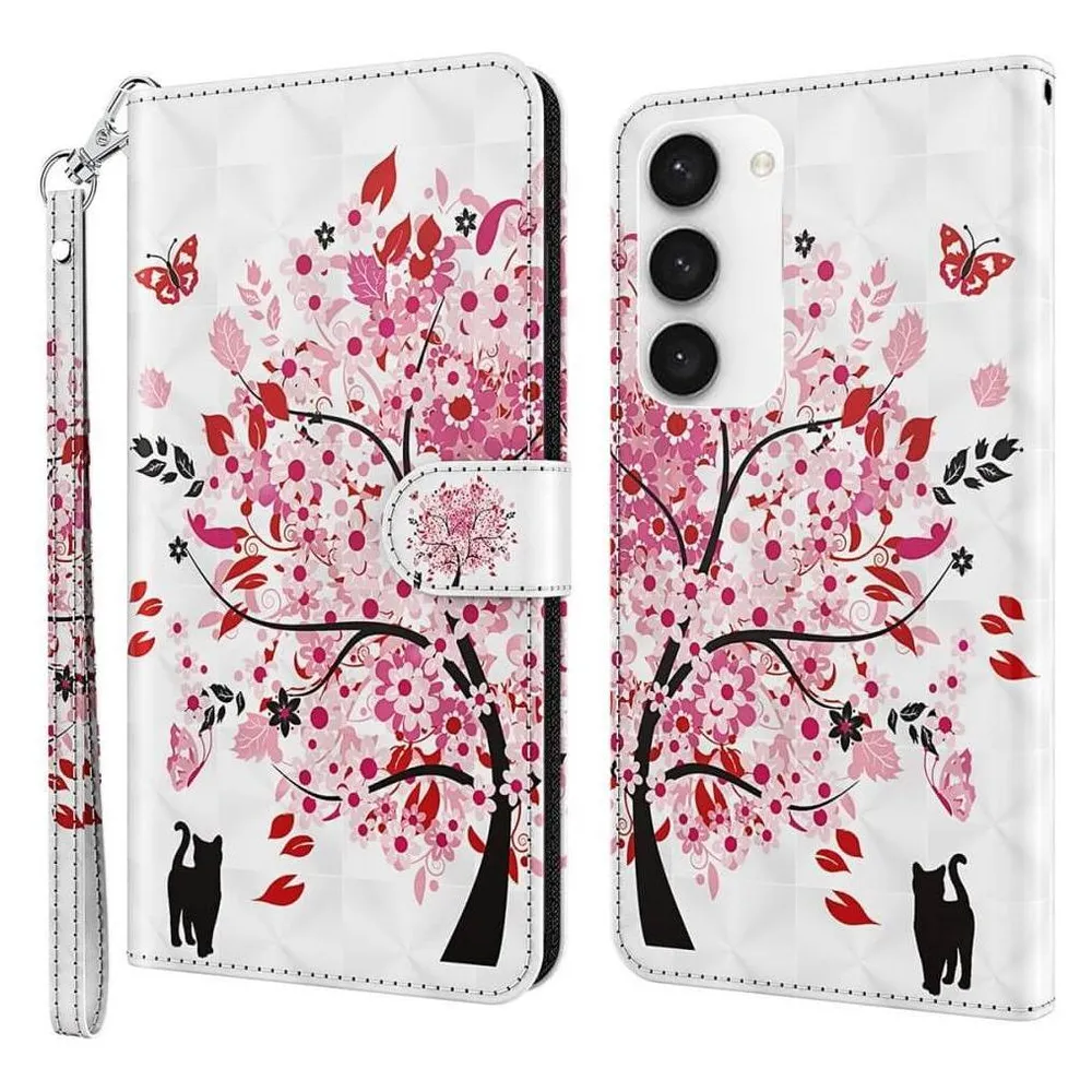Cover-Discount Etui Glitzer Effekt Baum rosa (Samsung Galaxy S24)