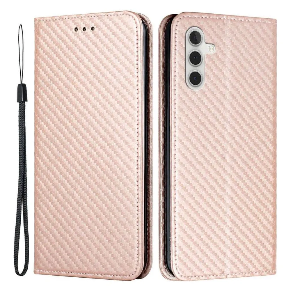 Cover-Discount Carbon Look Flip Case rosa (Samsung Galaxy S24)