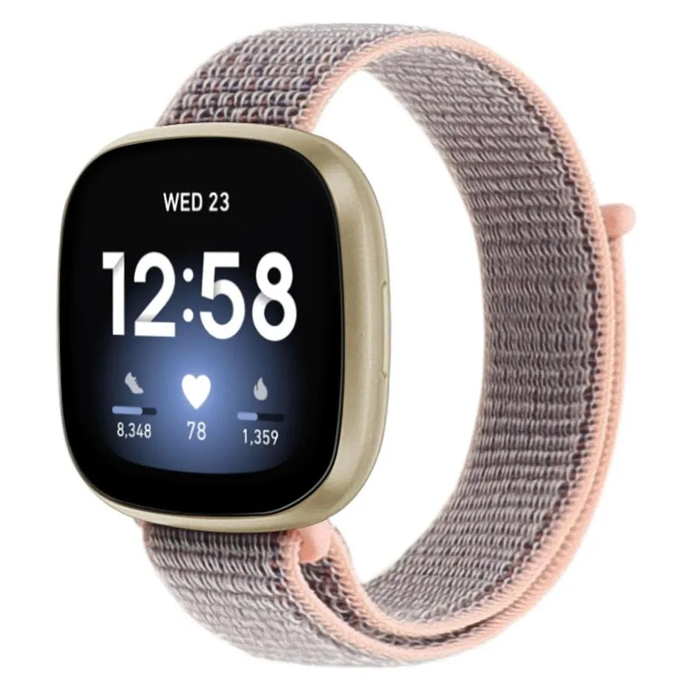 Cover-Discount Fitbit Versa / Sense - Nylon Armband Klettverschluss rosa