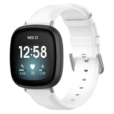 Cover-Discount Fitbit Versa / Sense - Lederarmband weiss