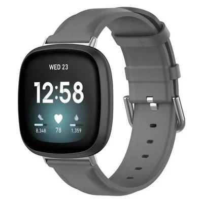 Cover-Discount Fitbit Versa / Sense - Lederarmband grau