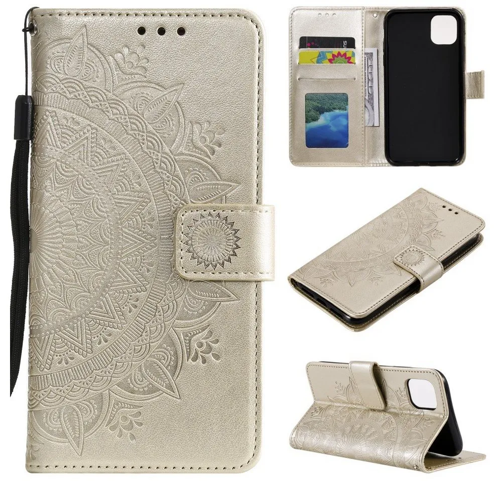 CoverKingz Handyhülle Hülle für Apple iPhone 11 [6,1 Zoll] Handyhülle Schutzhülle Case 16,5 cm (6,5 Zoll), Klapphülle Schutzhülle mit Kartenfach Schutztasche Handycase Motiv