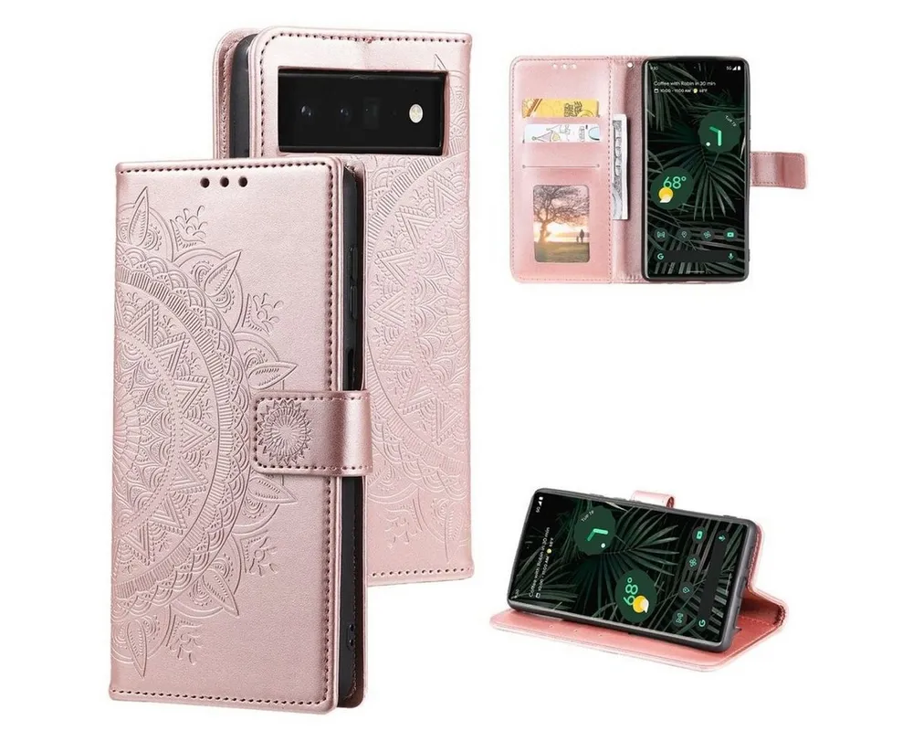CoverKingz Handyhülle Hülle für Google Pixel 7 Pro Handyhülle Flip Case Schutzhülle Mandala 17,01 cm