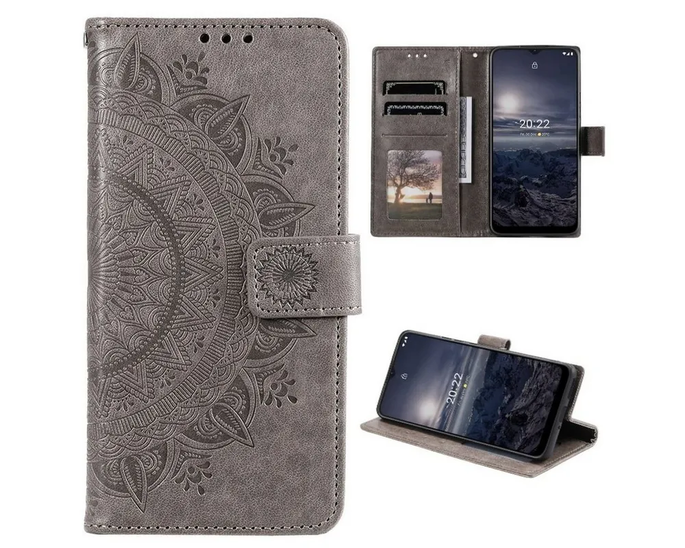 CoverKingz Handyhülle Hülle für Nokia G21/G11 Handyhülle Flip Case Cover Schutzhülle Etui 16,5 cm (6,5 Zoll), Klapphülle Schutzhülle mit Kartenfach Schutztasche Motiv Mandala