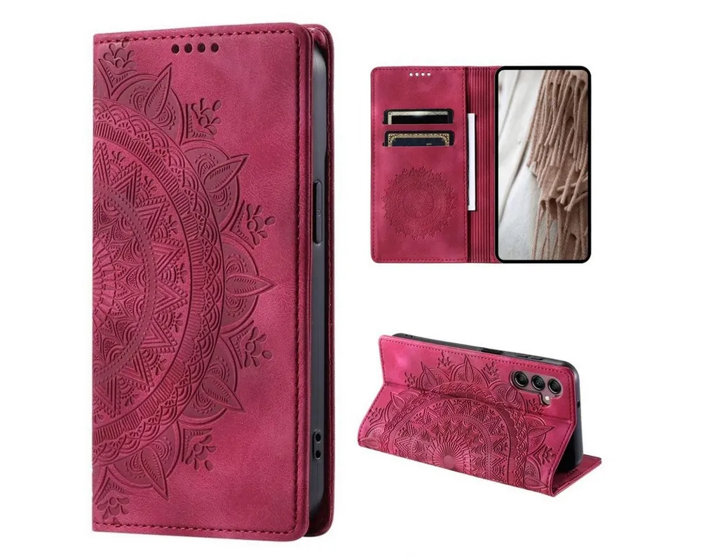 CoverKingz Handyhülle Hülle für Samsung Galaxy A55 5G Handyhülle Flip Case Cover Tasche, Mandala