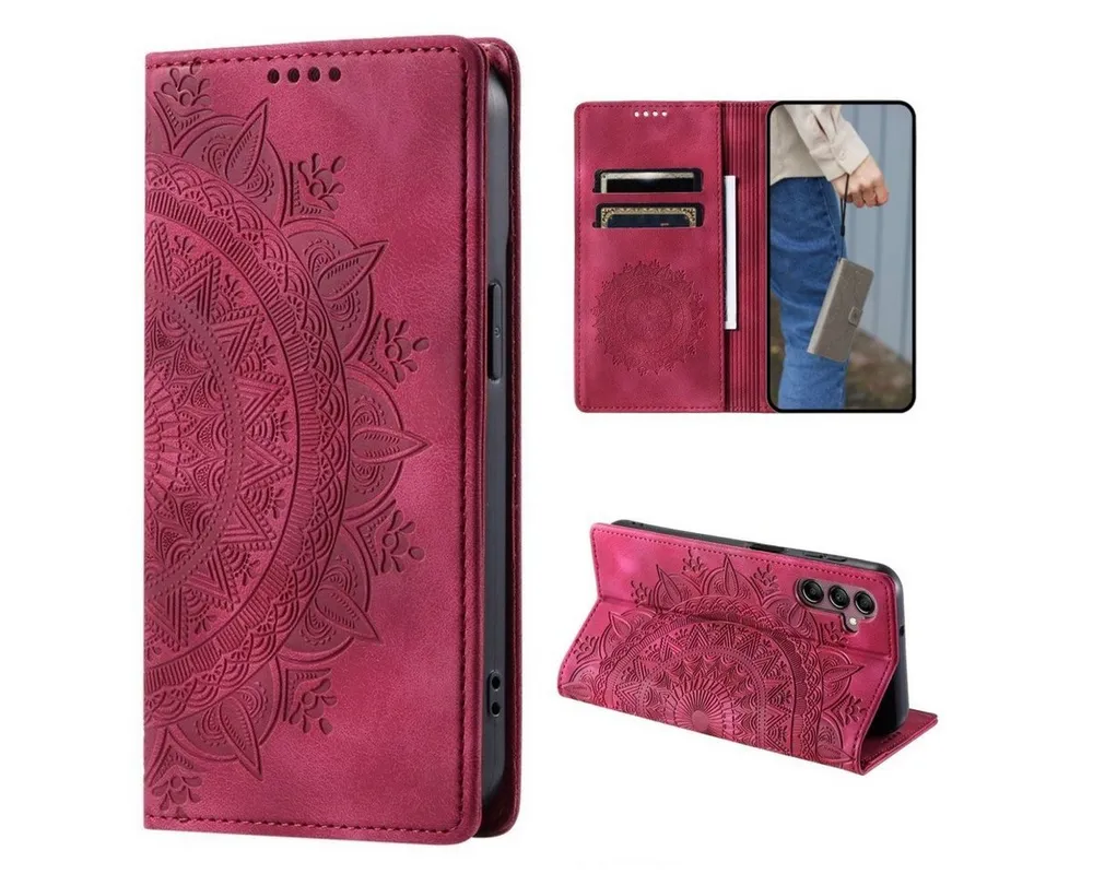 CoverKingz Handyhülle Hülle für Samsung Galaxy A15 Handyhülle Flip Case Cover Tasche, Mandala