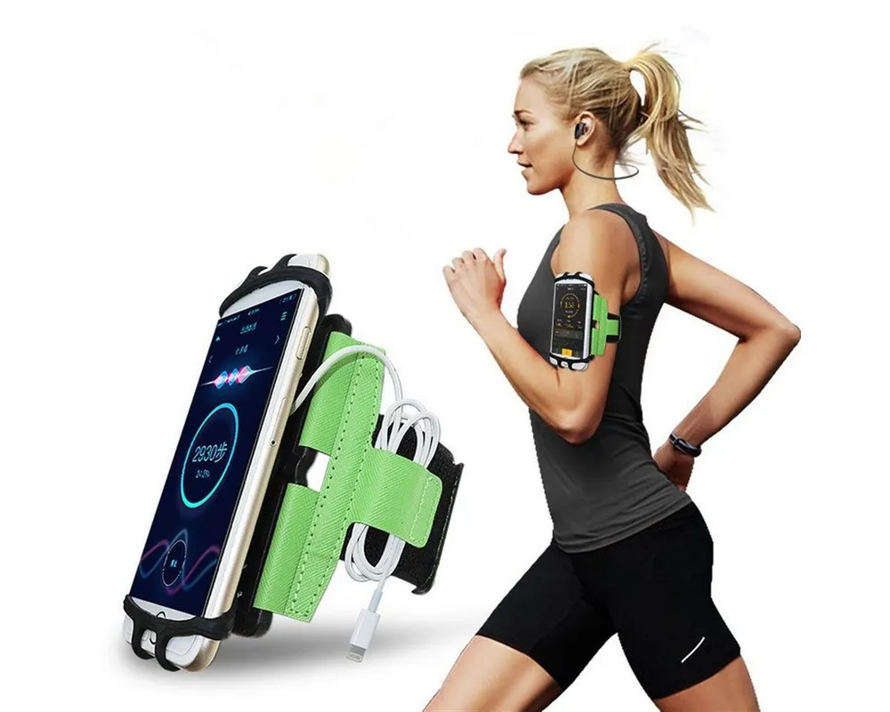 CoverKingz Handyhülle Sport Lauf Armband für Smartphones 4,0 - 7,0 Zoll Fitness Tasche Grün, Sport Schutzhülle drehbar Handyhülle Jogging Schutztasche Etui
