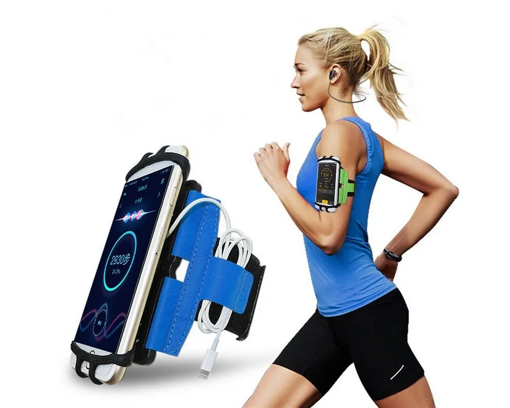 CoverKingz Handyhülle Sportarmband Fitness Armband Laufhülle 4,0 - 7,0 Zoll Universal Blau, Sport Schutzhülle drehbar Handyhülle Jogging Schutztasche Etui