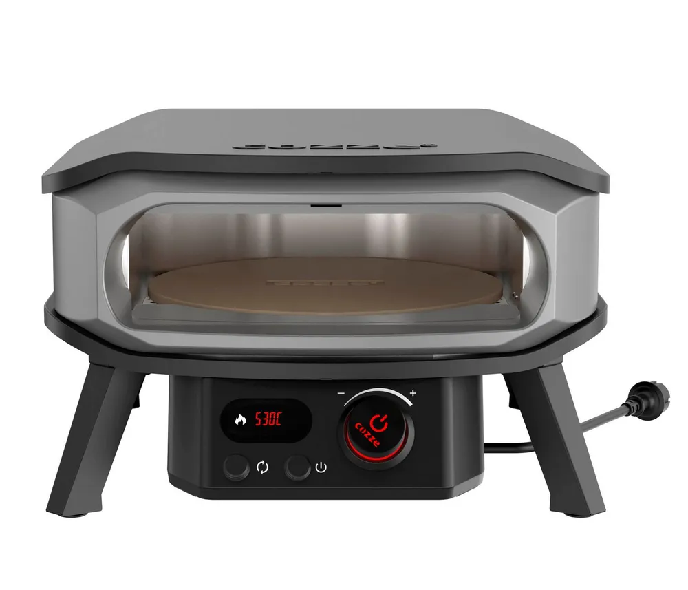 COZZE Pizzaofen Elektrischer Pizzaofen Premium Rotate 13", inkl. Pizzastein, Backtemperatur bis 450°C, Grillfläche 34 x 34 cm, 2200 W, 230 V