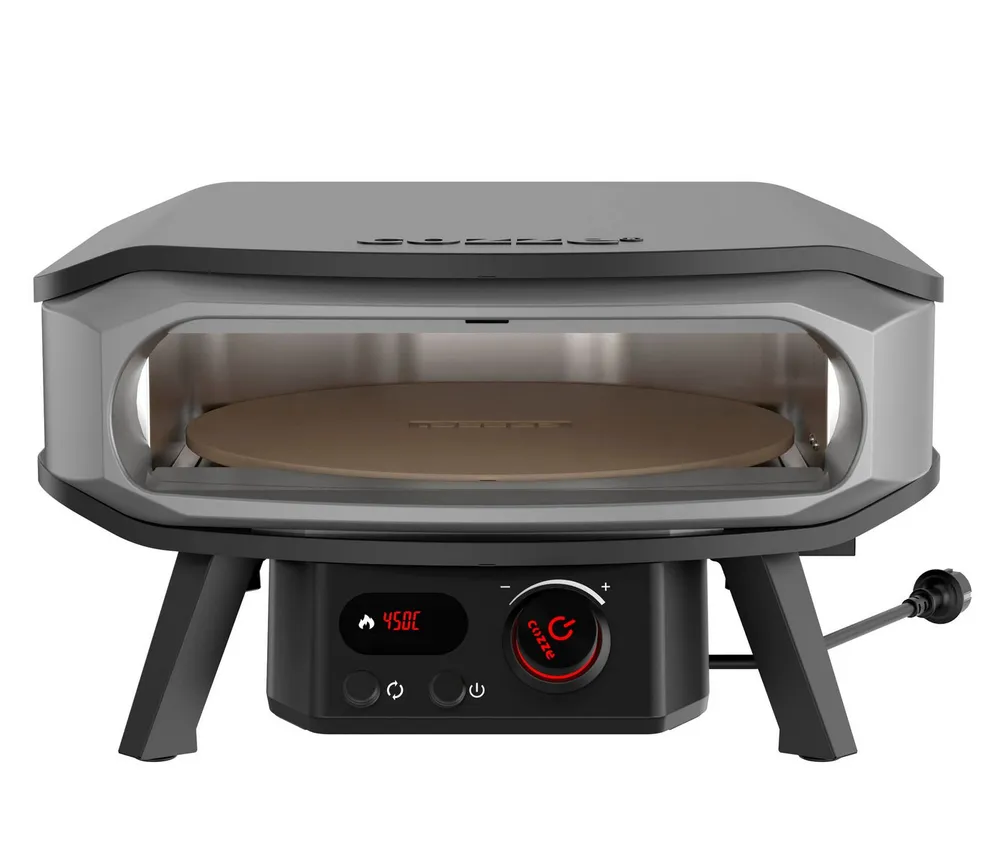 COZZE Pizzaofen Elektrischer Pizzaofen Premium Rotate 17", inkl. Pizzastein, Backtemperatur bis 400°C, Grillfläche 42.5 x 42.5 cm, 2200 W, 230 V