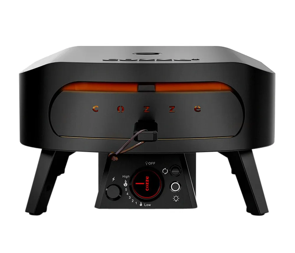 COZZE Pizzaofen Gas-Pizzaofen Classic Black Edition 13", Backtemperatur bis 600°C, inkl. Pizzastein, Grillfläche Ø 34.5 cm, 6 kW