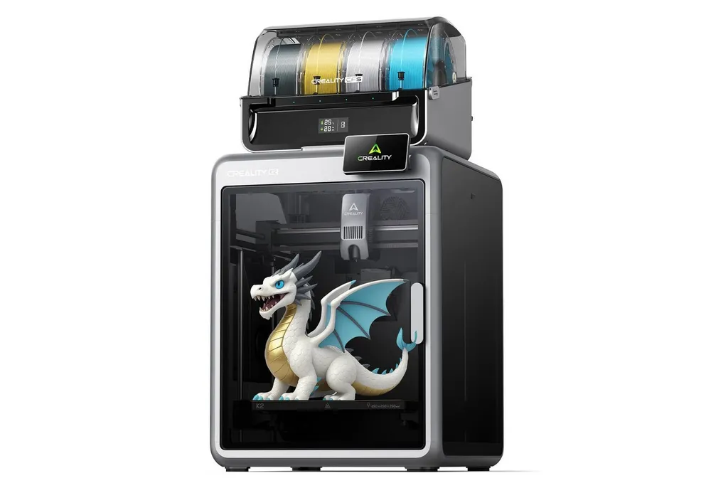 Creality 3D 3D-Drucker K2 Combo mehrfarbig 3D-Drucker mit CFS, 16-Farben-Druck, 600 mm/s, 45 dB, KI-Kamera, Carbonfaser-Kompatibel