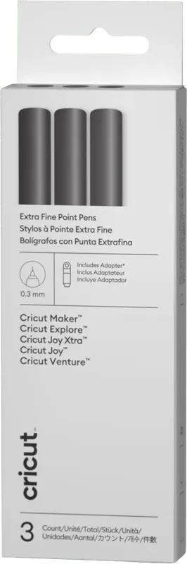 Cricut Stifte mit extrafeiner Spitze 0,3 mm (3er-Set) + Adapter