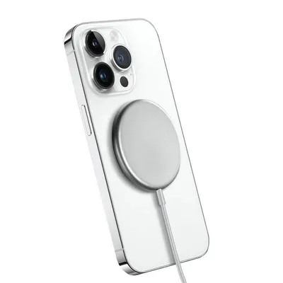 Kabelloses Ladegerät CRONG MagSpot CRG-MS15W-SLV MagSafe 15W Aluminium Silber