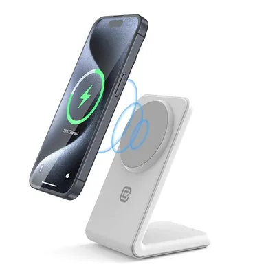 Ladegerät CRONG Wireless Charger Qi 15W USB-C MagSafe Weiß Indoor