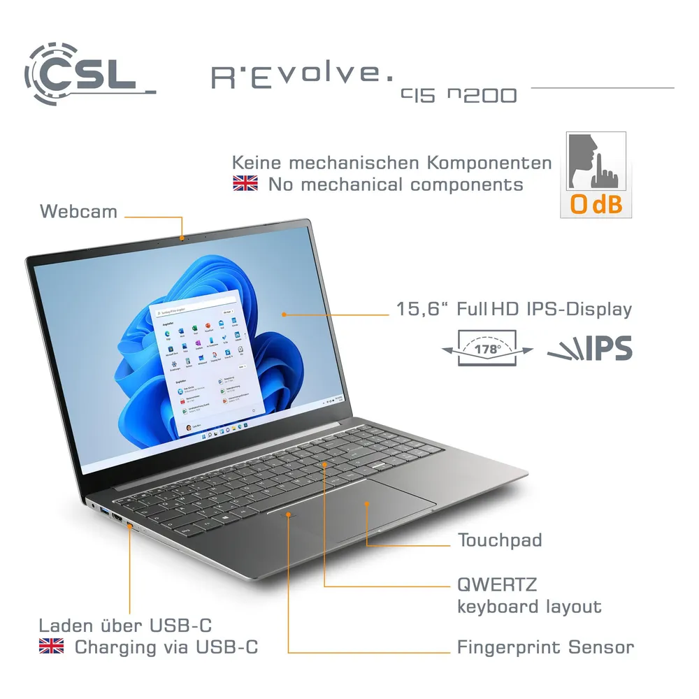 CSL Notebook R'Evolve C15 v3 8GB 500GB Windows 11 Home