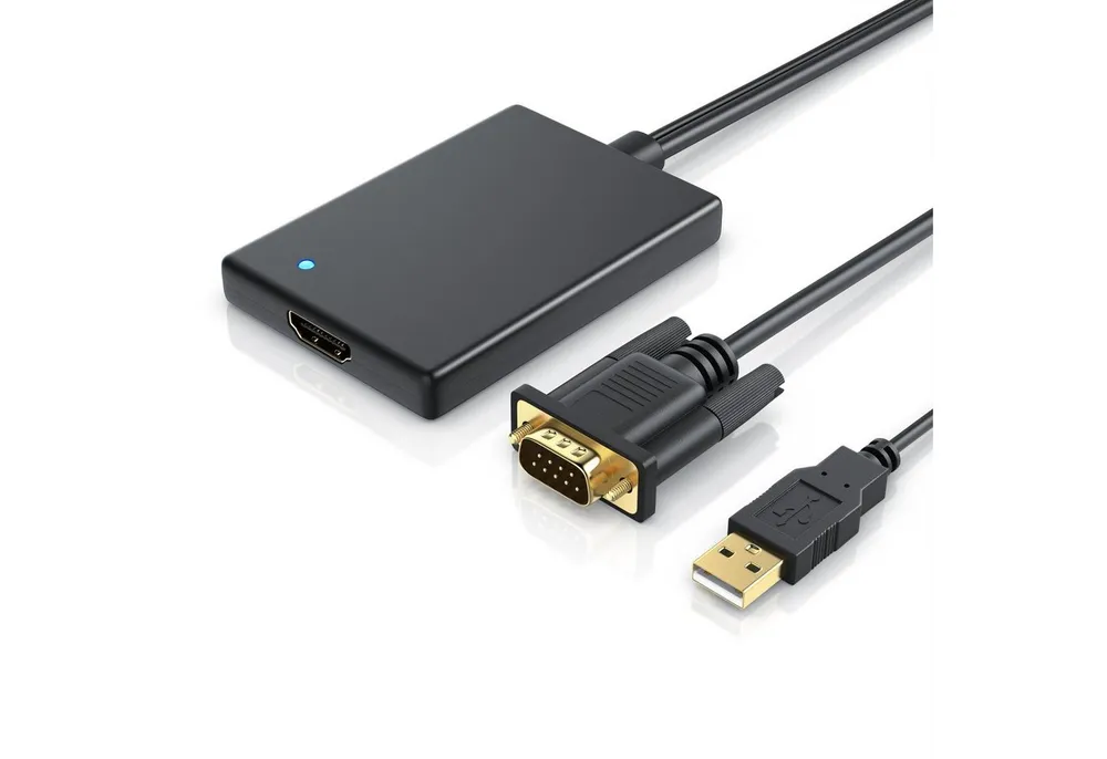 CSL Audio- & Video-Adapter VGA, USB Typ A zu HDMI, VGA zu HDMI Adapter, Konverter Kabel 1920x1080 Full HD 1080p