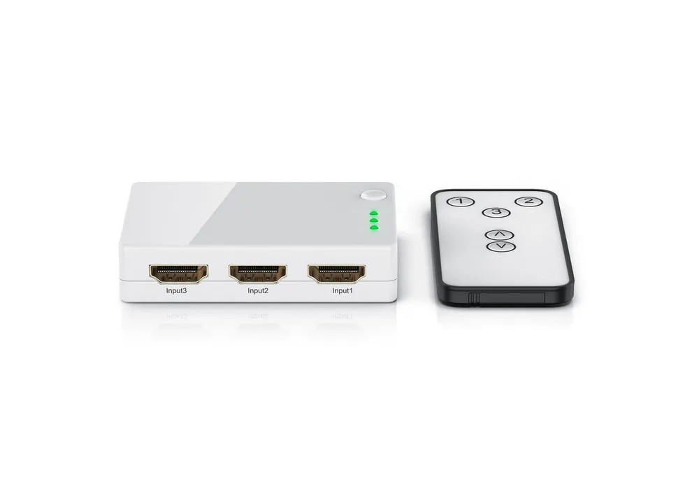 CSL Audio / Video Matrix-Switch, 3-Port HDMI Verteiler mit Verstärker, 3D, Full HD, inkl. Fernbedienung