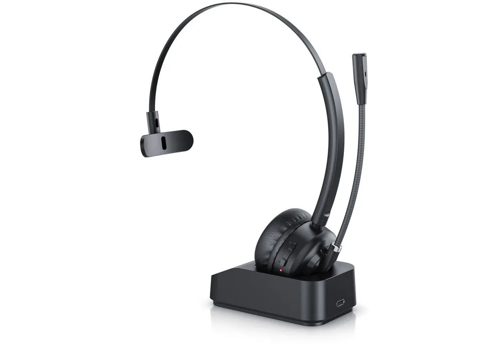 CSL Bluetooth Headset, BT 5.3, Mikrofon, Wireless-Headset (Bluetooth, Kopfhörer mit Ladestation, Noise Cancel & Multipoint)