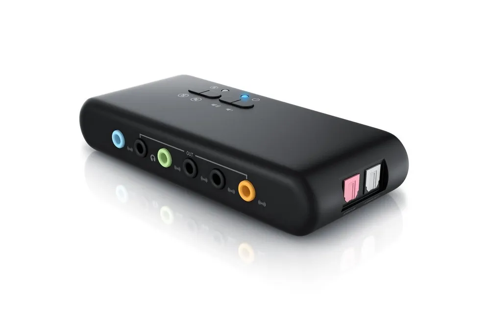 CSL Extern, für bis zu 8 Lautsprecher, analoge und digitale Audiogeräte USB-Soundkarte 7.1 Surround, Aufnahme und Wiedergabe, Dynamic 3D Surround, Treiber