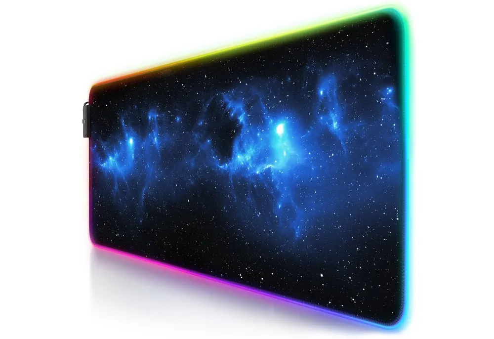 CSL Gaming Mauspad RGB Mousepad 800 x 300 x 3 mm, LED Multi Color XL Tischunterlage, rutschfest, abwaschbar, Geschwindigkeit & Präzision, Stars