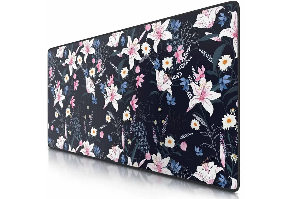 CSL Gaming Mauspad XXL Speed Mousepad 900 x 400 x 3 mm, große Tischunterlage, rutschfest, abwaschbar, Geschwindigkeit & Präzision, Flowers 1