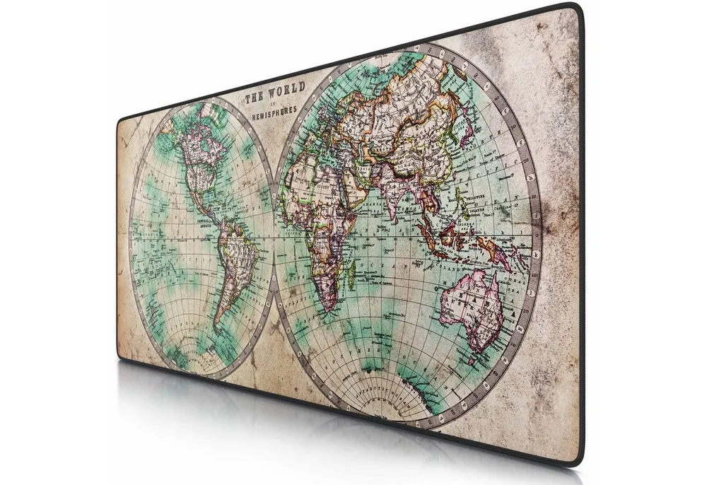 CSL Gaming Mauspad XXL Speed Mousepad 900 x 400 x 3 mm, große Tischunterlage, rutschfest, abwaschbar, Geschwindigkeit & Präzision, Old Map