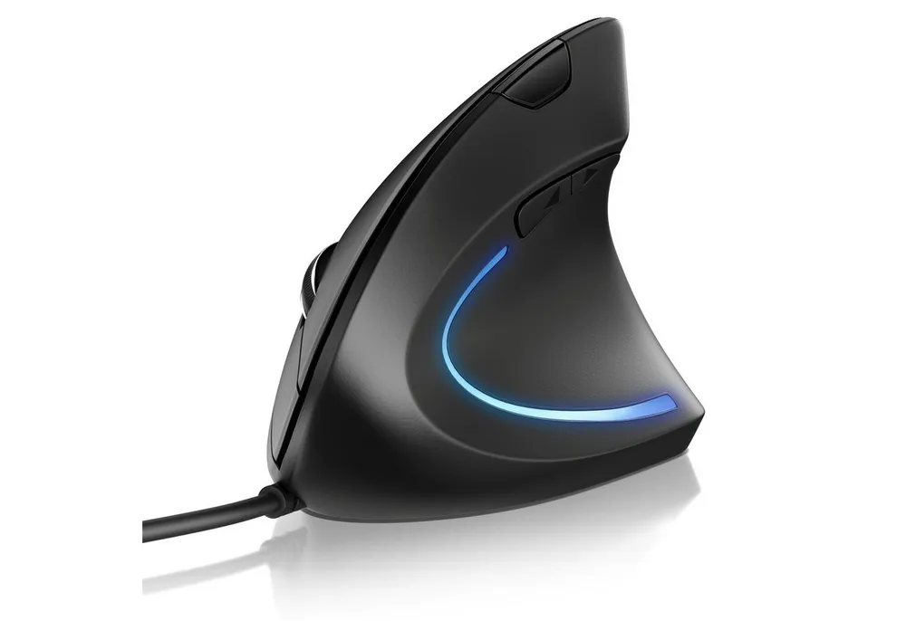 CSL kabelgebunden, vertikal, optisch, USB, ergonomisch, Rechtshänder ergonomische Maus (kabelgebunden, 800–6400 DPI, gummierte Oberfläche, 6 Tasten, 1,78 m Kabel)