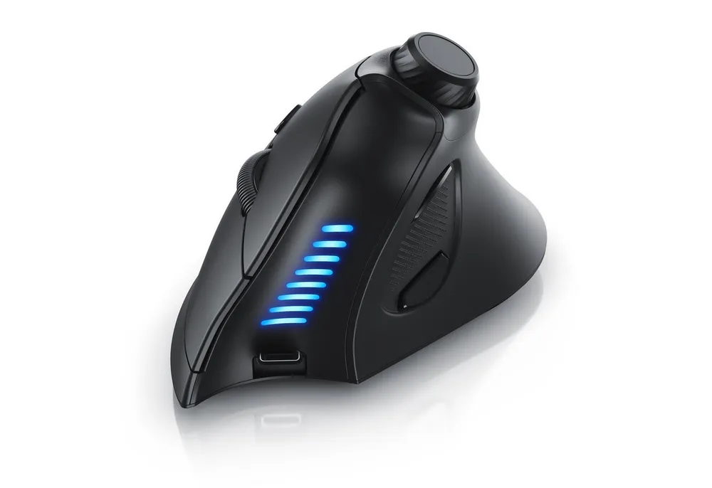 CSL kabellose Vertikalmaus, Wireless 2,4 GHz Funk & Bluetooth 4.0 ergonomische Maus (Bluetooth, Funk, 250 dpi, ergonomisches Design, gegen Mausarm Tennisarm, Multimedia-Drehregler)