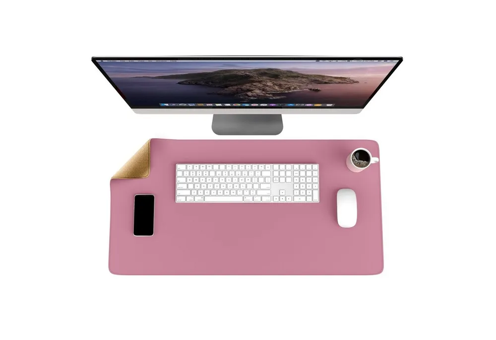 CSL Mauspad XXL Mousepad 800 x 400 x 3 mm, Tischunterlage, Elegante Leder Optik, rutschfest, abwaschbar, Geschwindigkeit & Präzision, pink