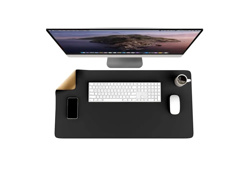 CSL Mauspad XXL Mousepad 800 x 400 x 3 mm, Tischunterlage, Elegante Leder Optik, rutschfest, abwaschbar, Geschwindigkeit & Präzision, schwarz