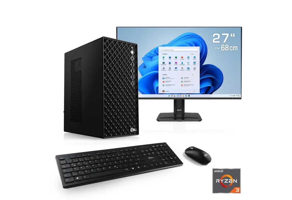 CSL Mystic V24142 PC-Komplettsystem (27", AMD Ryzen 3 3200G, AMD Radeon™ Vega 8 Graphics, 16 GB RAM, 500 GB SSD)