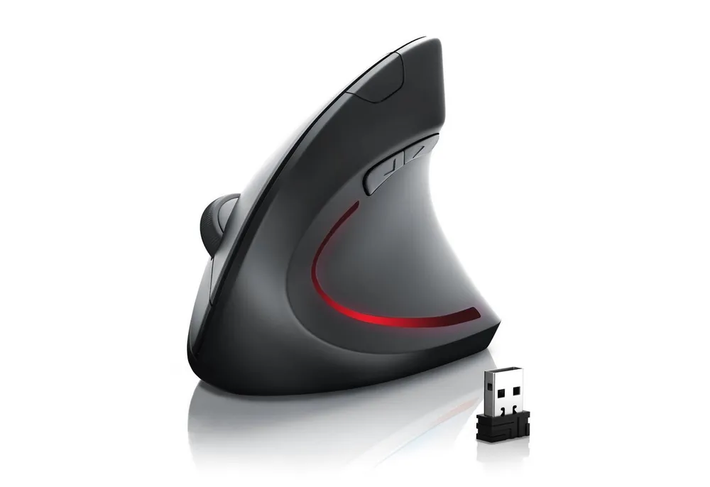 CSL optische vertikale Funk Mouse, Wireless, kabellos, 5 Tasten ergonomische Maus (Funk, ergonomisch, armschonend, Vorbeugung gegen Mausarm / Tennisarm (RSI)