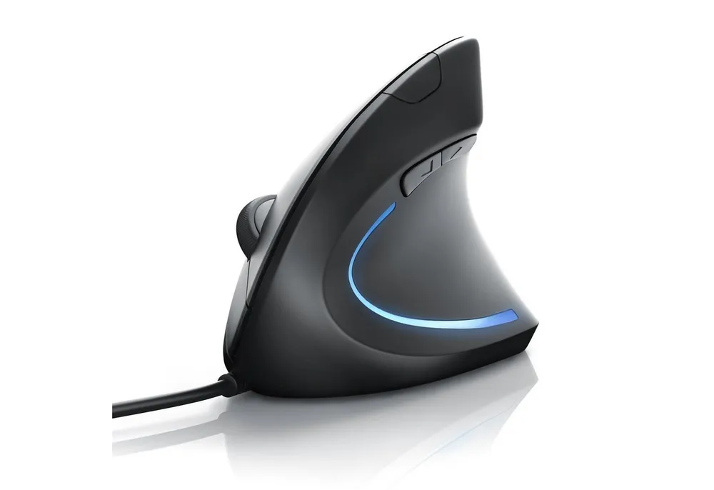 CSL optische vertikale Mouse, Vorbeugung gegen Mausarm/Tennisarm (RSI) ergonomische Maus (kabelgebunden, vertikale Ausführung, ergonomisches Design, armschonend, 5 Tasten)