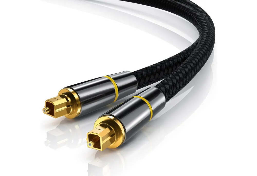 CSL Optisches-Kabel, S/PDIF, Toslink (300 cm), Metallstecker, Nylonmantel, Lichtwellenleiter, Audiokabel - 3m