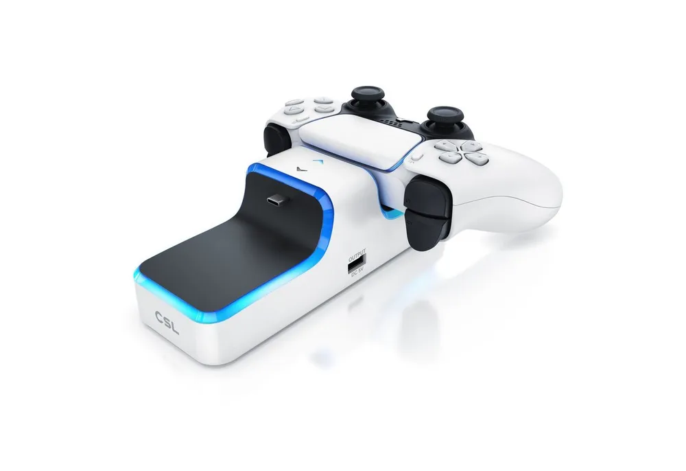 CSL PS5 Controller Ladestation, Twin Charge Playstation Wireless Gamepad DualSense-Ladestation (1000 mA, Schnell Ladegerät mit USB Ladekabel & LED Anzeige)