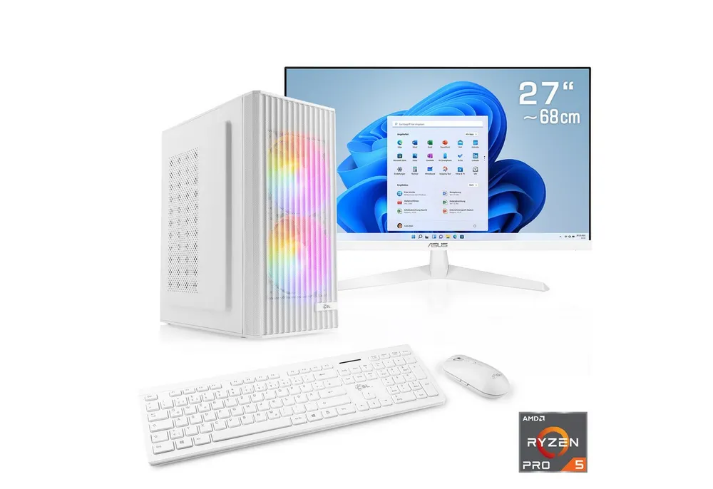 CSL Spectrum V24573 PC-Komplettsystem (27", AMD Ryzen 5 Pro 5655G, AMD Ryzen 5 PRO, 16 GB RAM, 500 GB SSD)