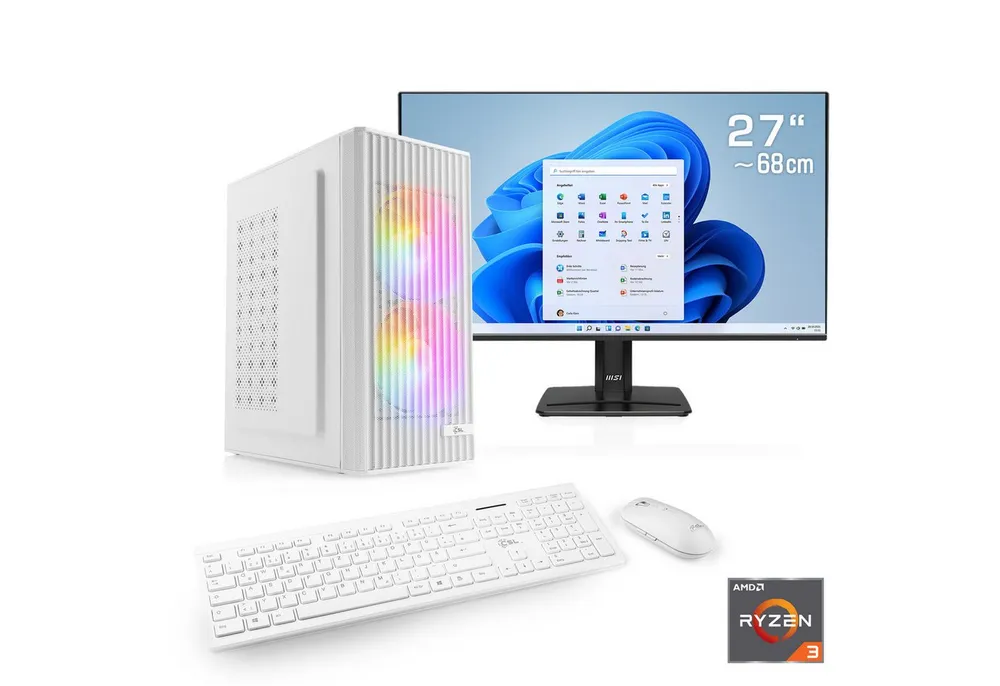 CSL Spectrum V25260W PC-Komplettsystem (27", AMD Ryzen 3 3200G, Intel® Graphics, 4 Xe Cores, 16 GB RAM, 1000 GB SSD)